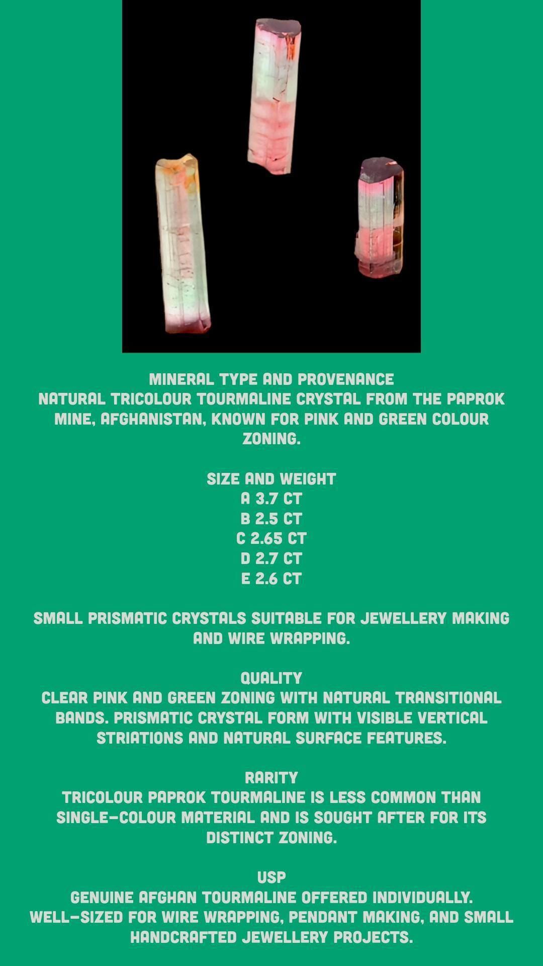 Tri colour tourmaline crystals, multi coloured tourmaline, elbaite tourmaline, ideal for jewellery making, crystal collections - Image 9