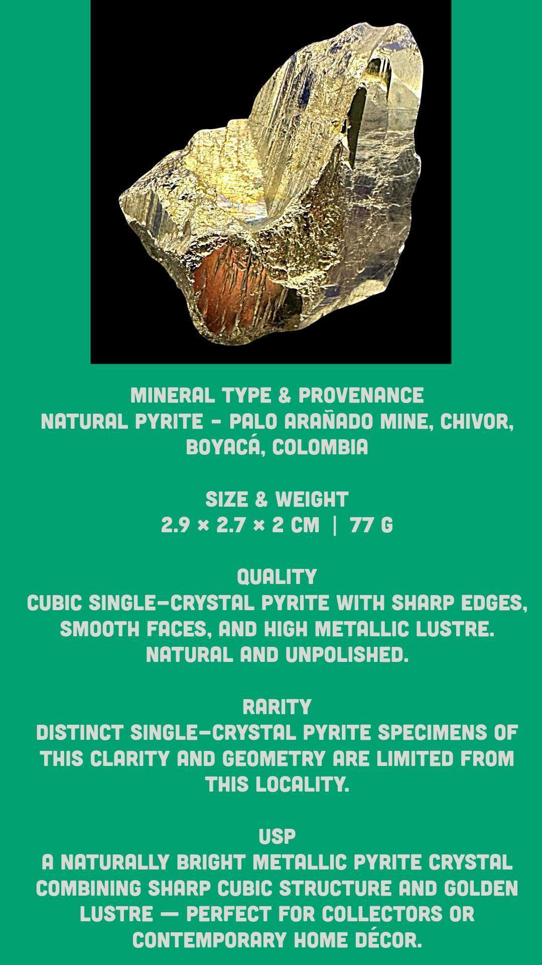 Natural pyrite crystal from colombia, gold pyrite cluster, raw pyrite specimen for collectors, home décor and office display piece - Image 9