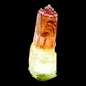 Tourmaline crystal specimen, watermelon green and pink scepter from brazil, bicolour elbaite, rare collectible mineral specimen