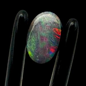 Black opal cabochon with red fire from lightning ridge, natural australian opal for jewellery or collectors