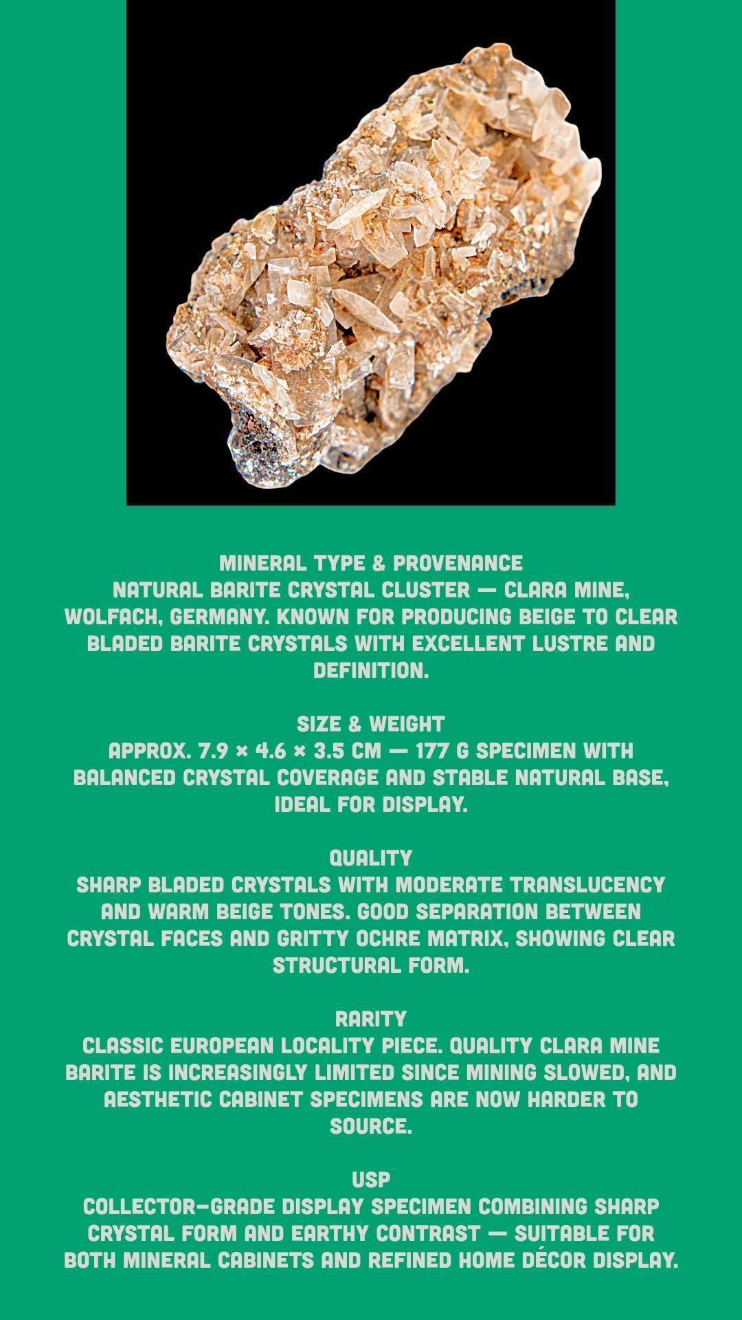 Barite crystal specimen for collectors natural barite cluster from germany raw mineral display piece for home décor or gifting - Image 7