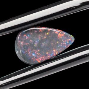 Black opal cabochon with red fire, australian opal for fine jewellery, rare multicolour opal, pear cut gemstone for designer ring or pendant