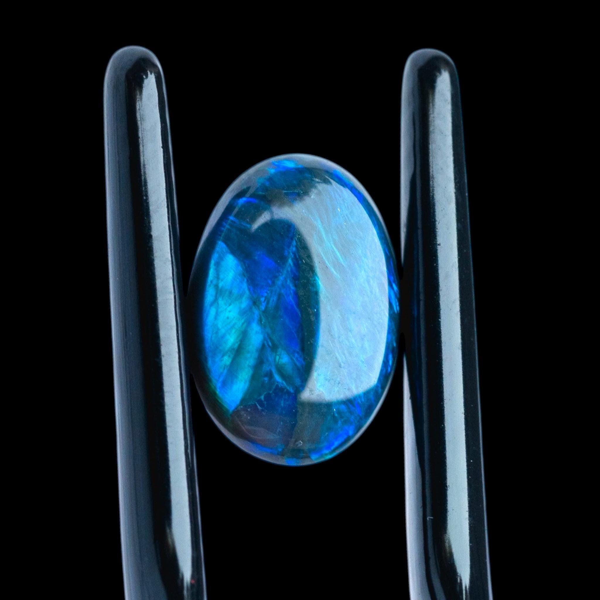 Black opal gemstone cabochon, blue green fire opal, oval polished opal, loose opal for jewellery, lightning ridge opal gift - Image 3