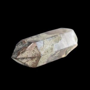 Smoky quartz crystal from swiss alps, double terminated floater with chlorite, rare natural alpine quartz mineral for collector or gift