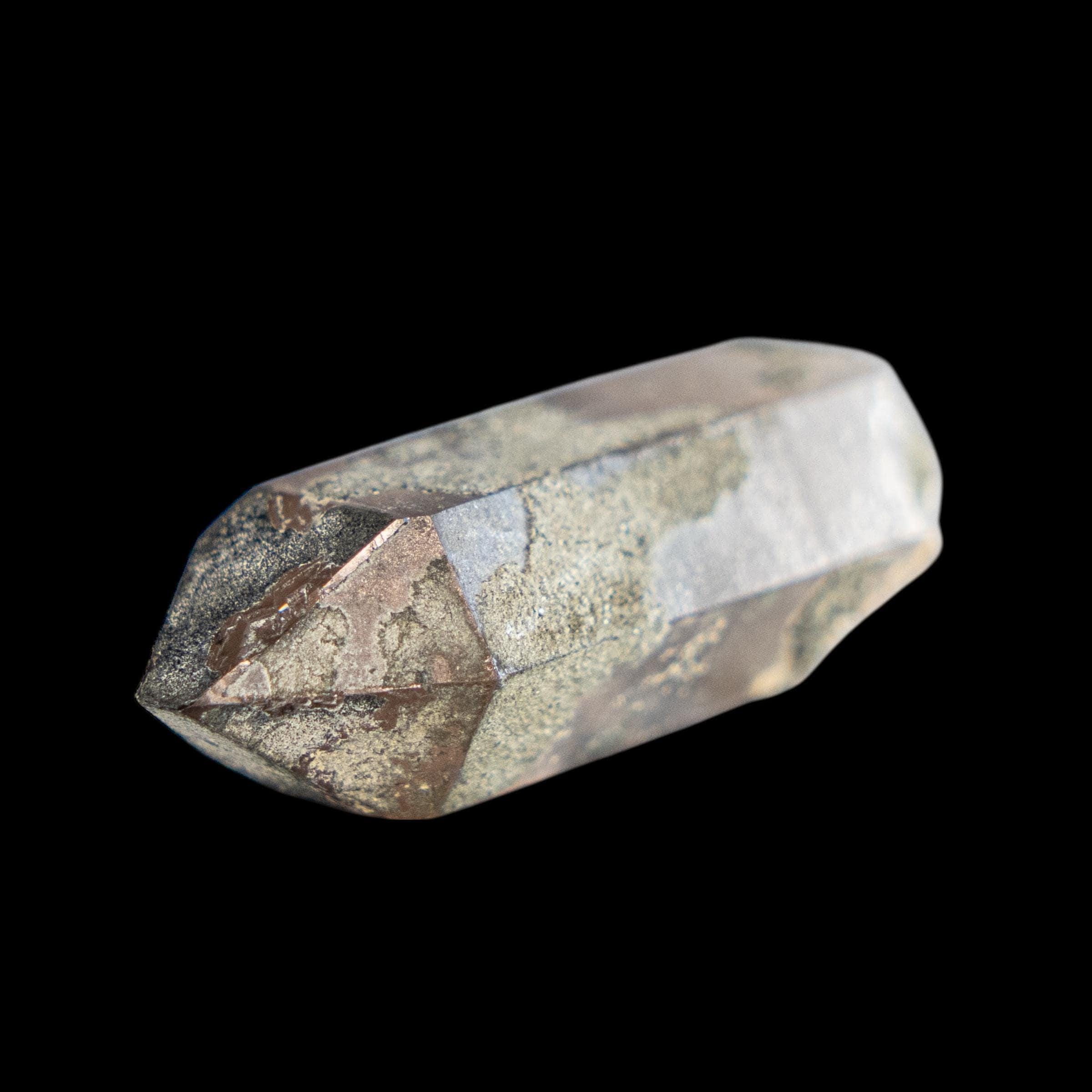 Smoky quartz crystal from swiss alps, double terminated floater with chlorite, rare natural alpine quartz mineral for collector or gift