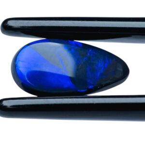 Natural black opal cabochon, pear cut australian opal, lightning ridge opal with vivid blue fire, opal for pendant, rare gemstone