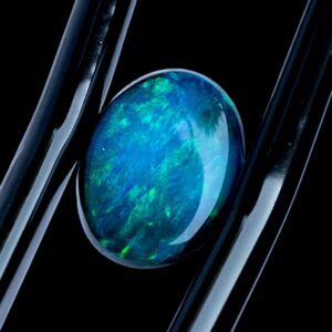 Black opal from lightning ridge, australian opal cabochon with vivid blue green play of colour, natural opal for jewellery or collectors