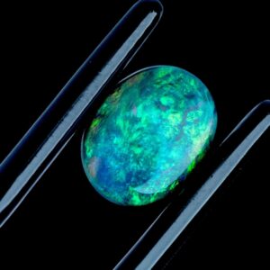 Black opal cabochon, oval cut opal with green and blue fire, solid black opal for ring or pendant, lightning ridge australian opal