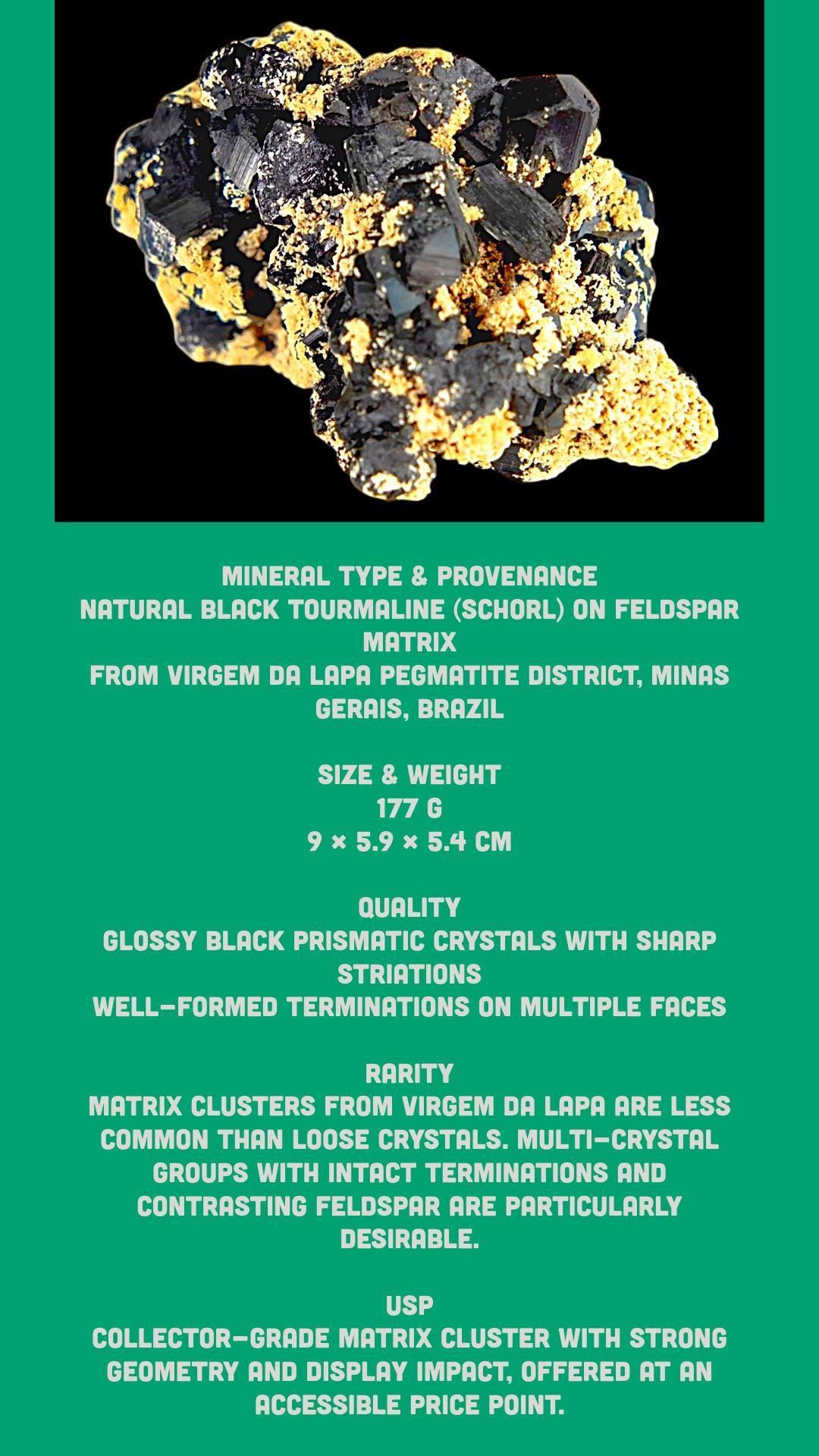 Black tourmaline crystal raw cluster brazilian mineral specimen tourmaline stone for collectors natural black crystal - Image 5