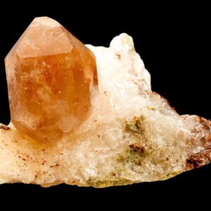 Valencia fire quartz crystal: hematoid quartz on matrix, spain