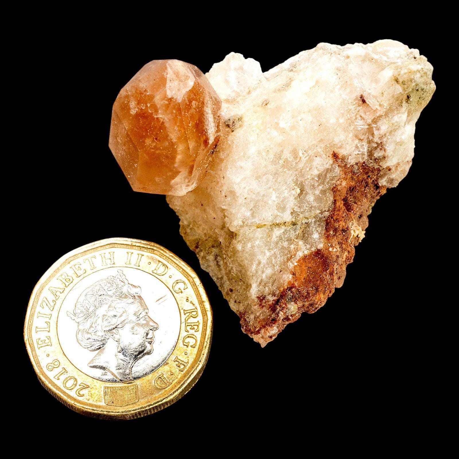 Valencia fire quartz crystal: hematoid quartz on matrix, spain - Image 5