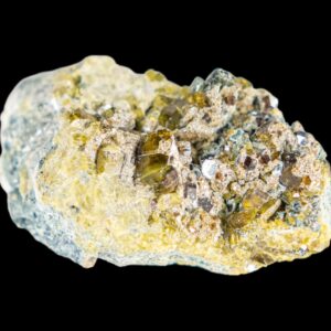 Afghan epidote with magnetite, rare green crystal cluster, natural mineral specimen, small collectors piece, afghan mineral