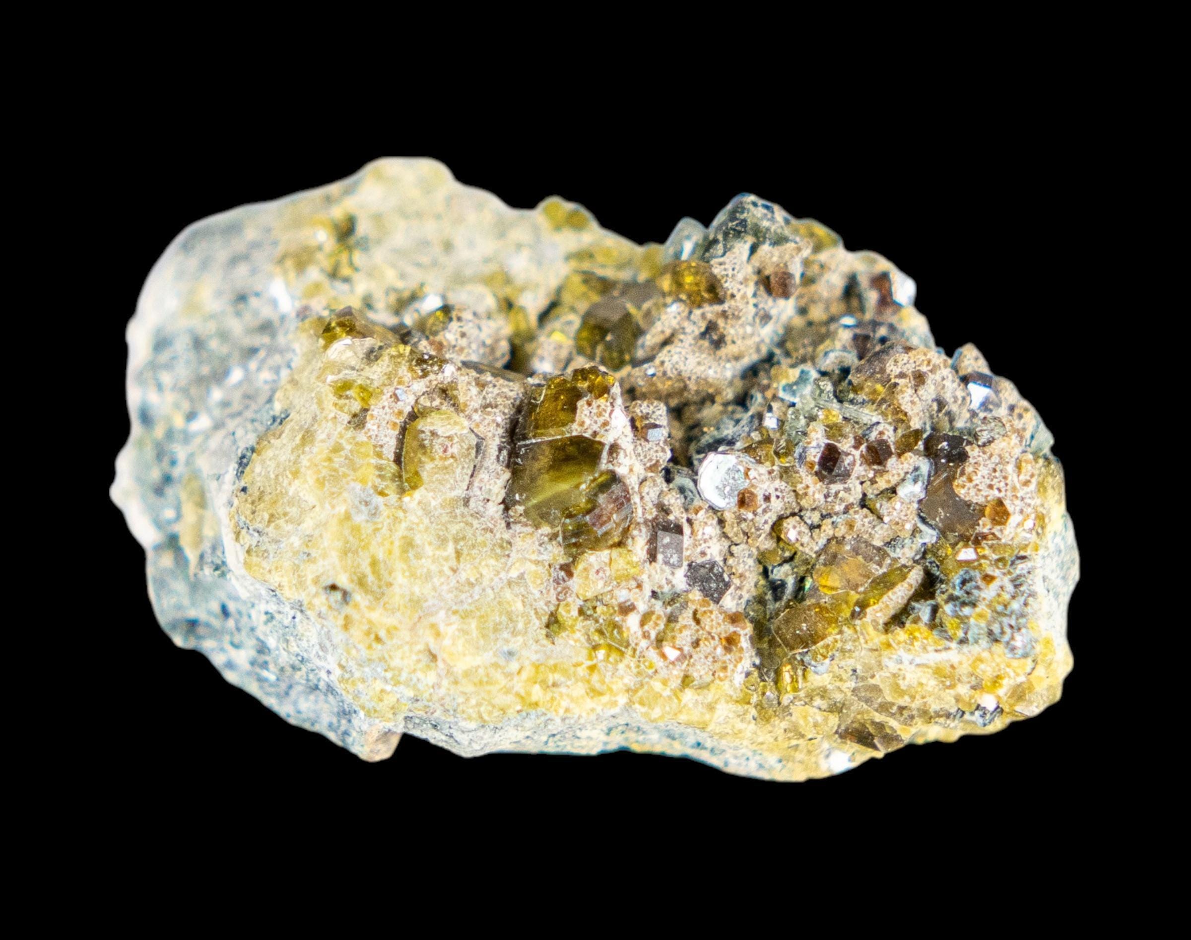 Afghan epidote with magnetite, rare green crystal cluster, natural mineral specimen, small collectors piece, afghan mineral