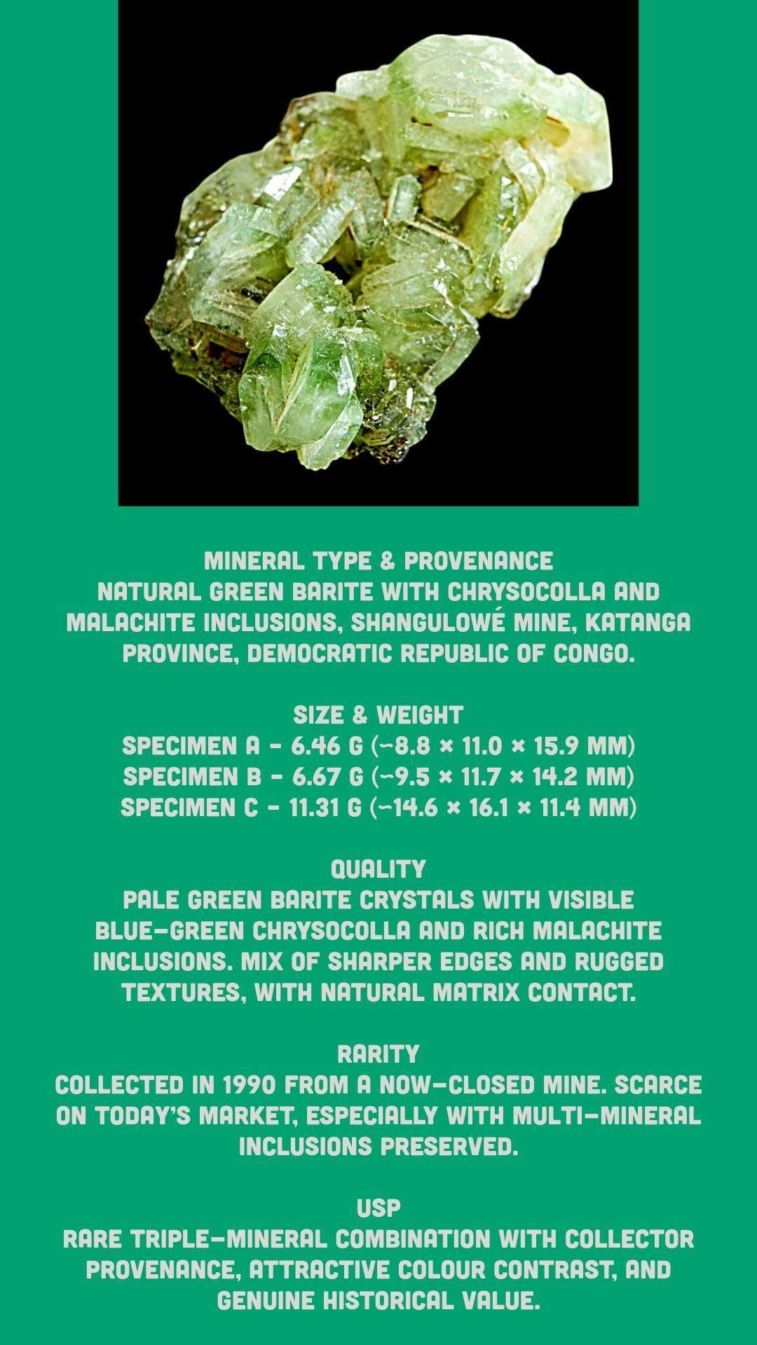 Rare congolese barite with chrysocolla and malachite inclusions - Image 9