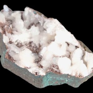 Stilbite crystal cluster, white crystal on green matrix, zeolite mineral specimen, natural display crystal, collector mineral