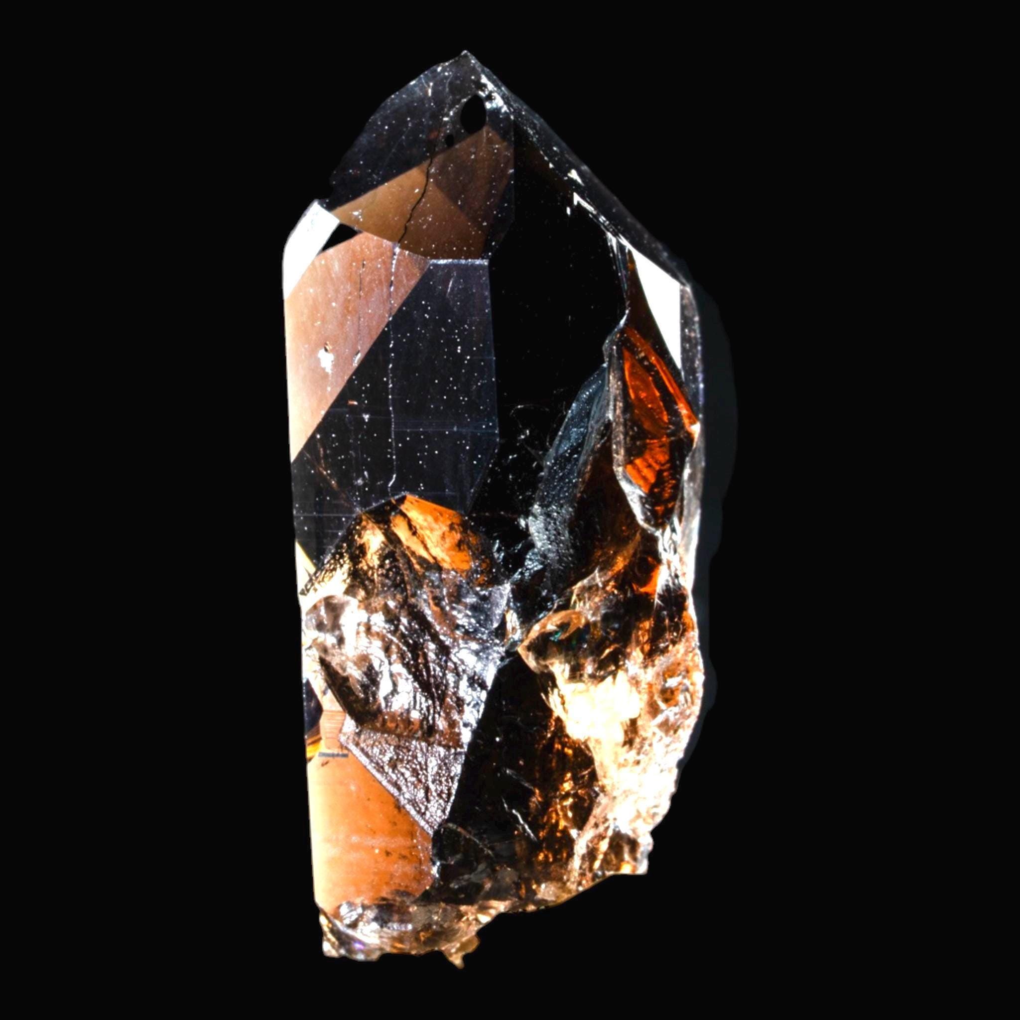 Morion smoky quartz crystal swiss alpine, dark smoky quartz point, natural quartz crystal specimen, collector mineral display, crystal gift