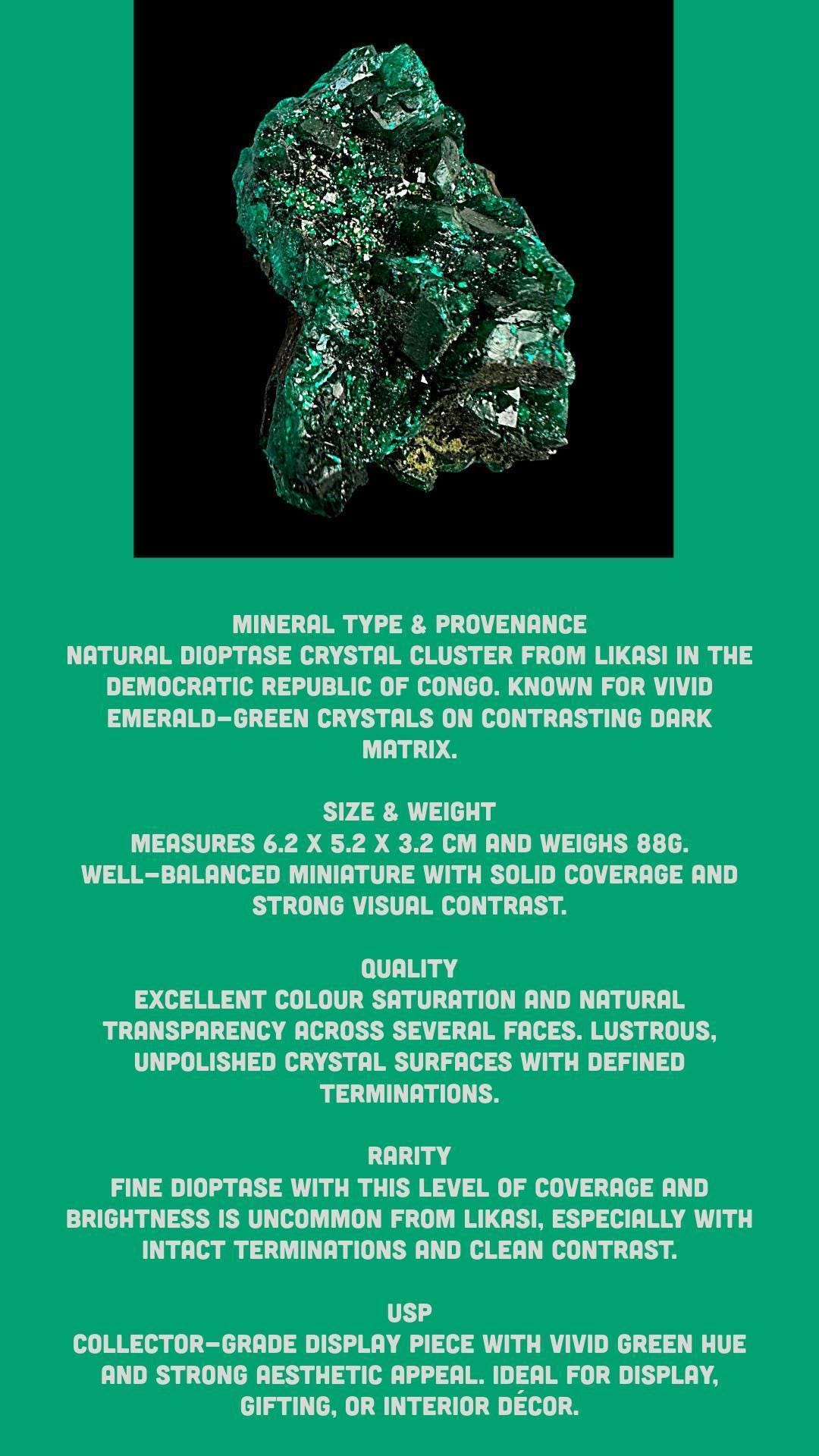 Dioptase crystal, dioptase mineral specimen, rare dioptase from congo - Image 8