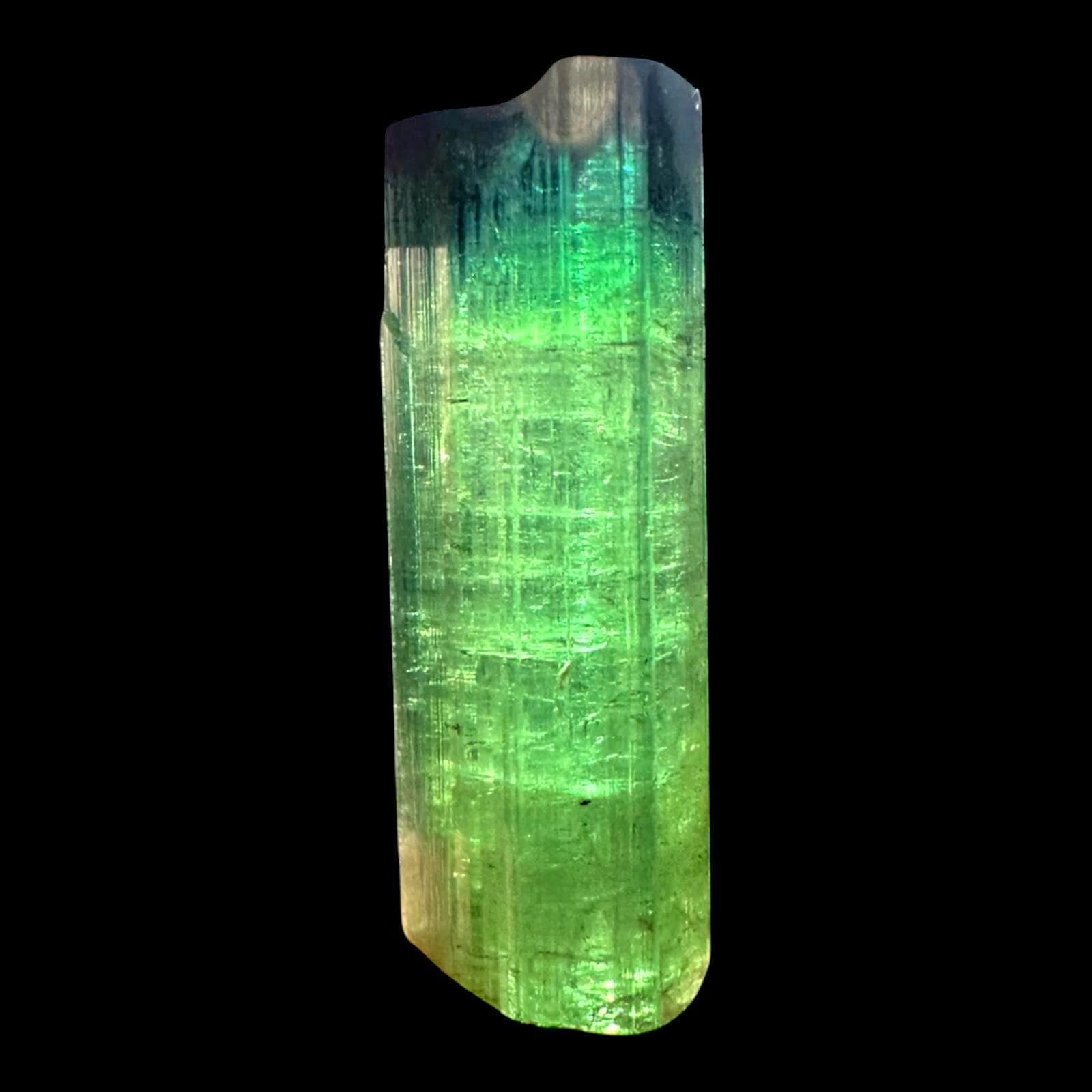 Green tourmaline crystal, natural bicolour raw tourmaline, afghan crystal specimen, translucent terminated crystal, collector tourmaline - Image 3
