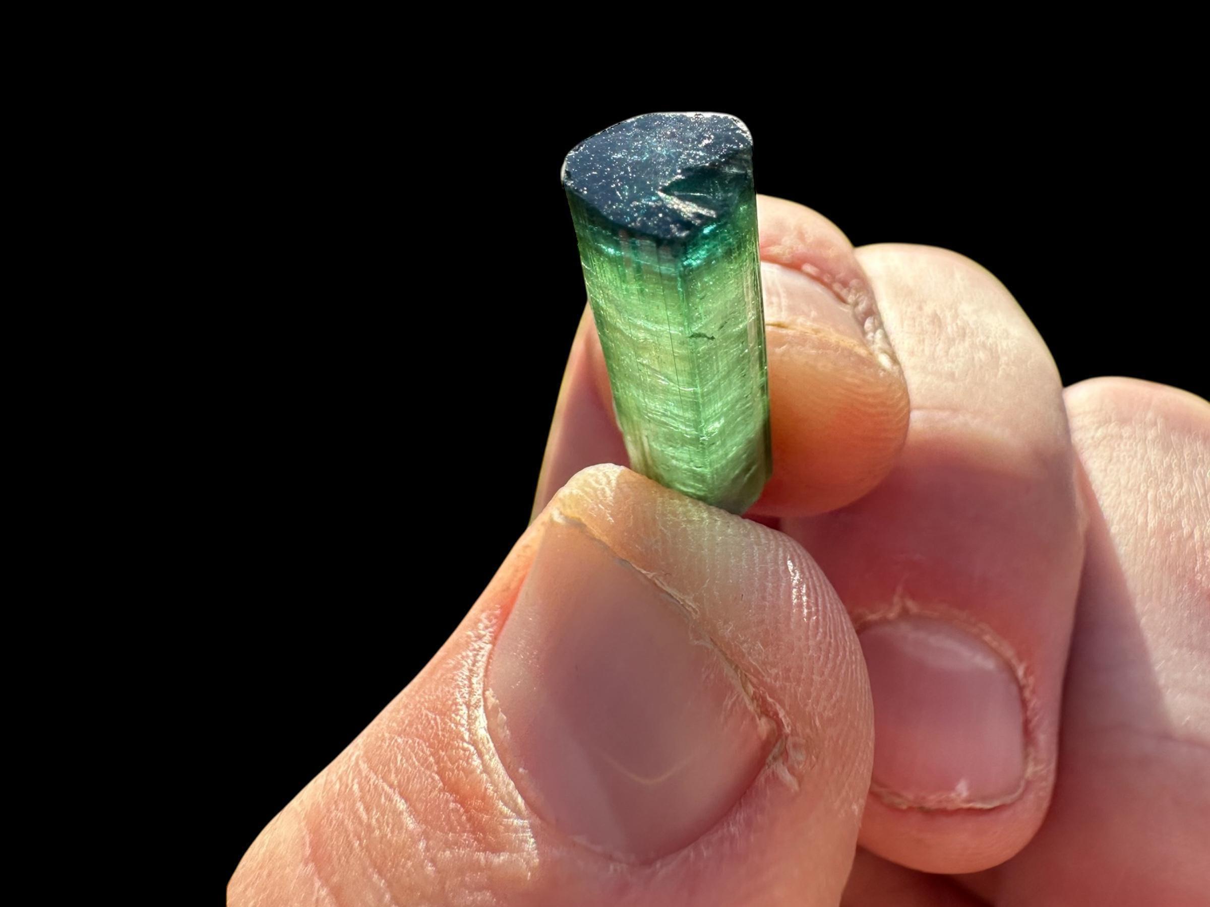 Green tourmaline crystal, natural bicolour raw tourmaline, afghan crystal specimen, translucent terminated crystal, collector tourmaline - Image 7