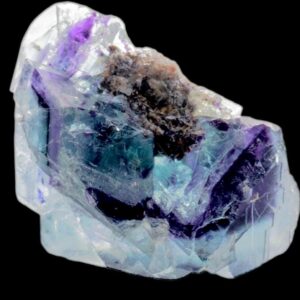 Purple fluorite from the okorusu mine, namibia with blue zoning and black phantoms, purple fluorite crystal, fluorite mineral specimen