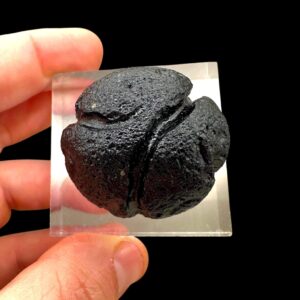 Rizalite tektite crystal, natural black philippinite tektite, meteorite impact glass, raw bicolite specimen, collector tektite