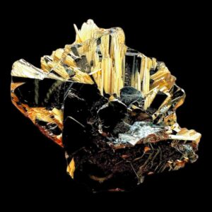 Rutile on hematite specimen from brazil, natural rutile mineral specimen, thumbnail crystal for collectors