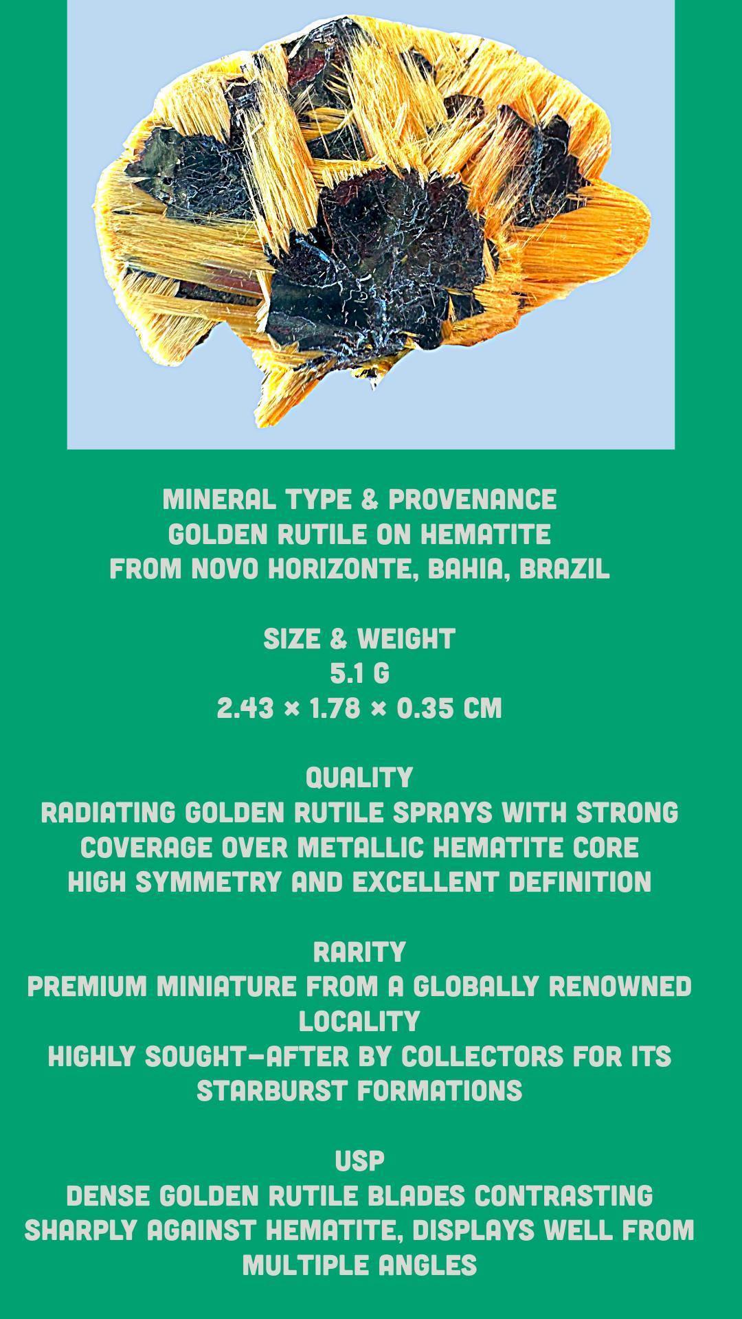 Rutile and hematite crystal, rutile and hematite mineral specimen from novo horizonte brazil - Image 8