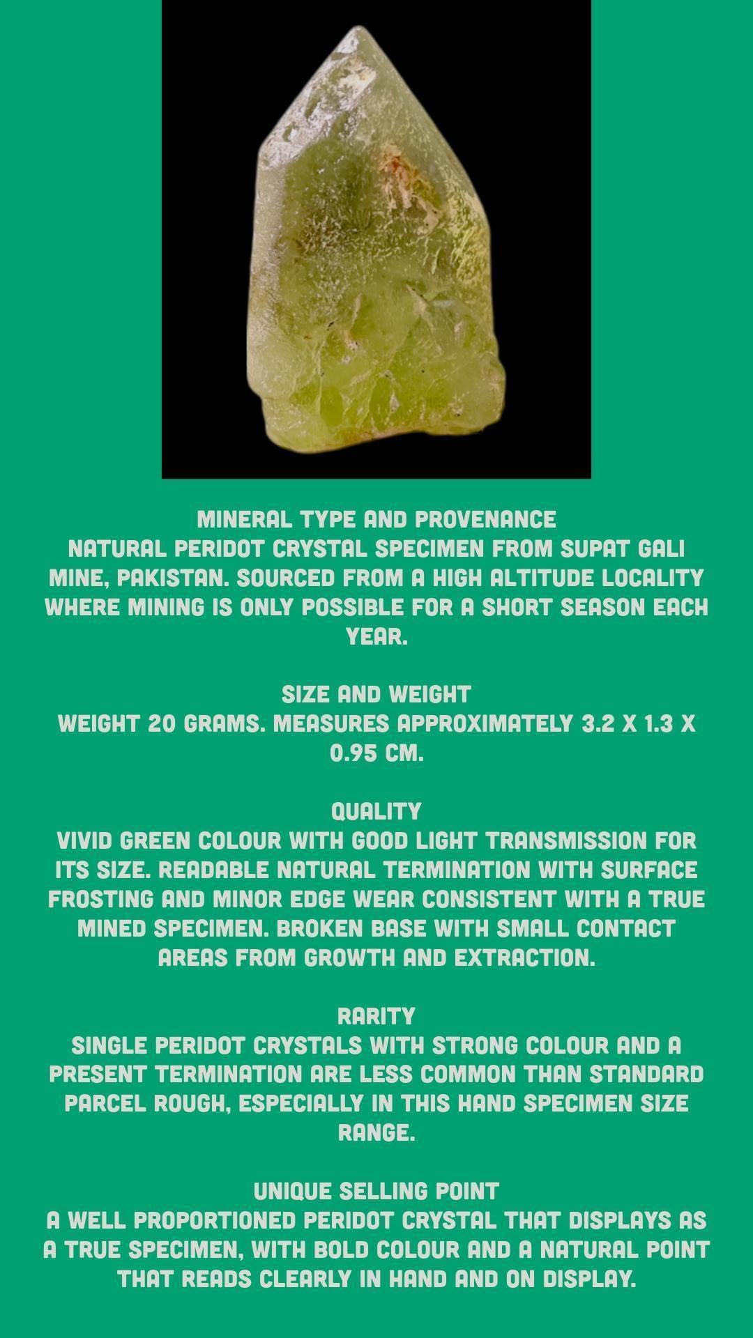 Raw peridot crystal natural peridot specimen crystal for manifesting rare collector mineral display piece august birthstone for jewellery - Image 7