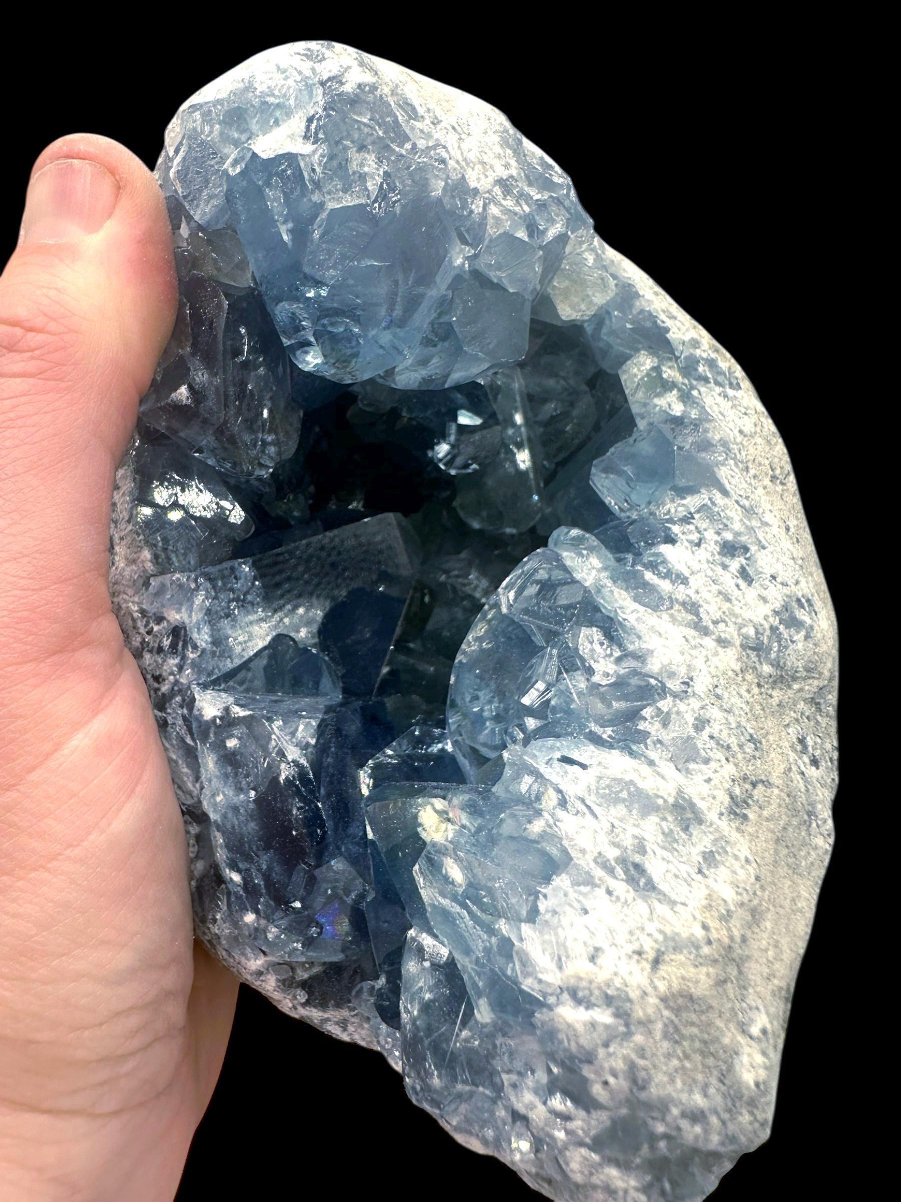 Large celestite geode, natural crystal cluster, premium mineral specimen for collectors or display from madagascar - Image 5