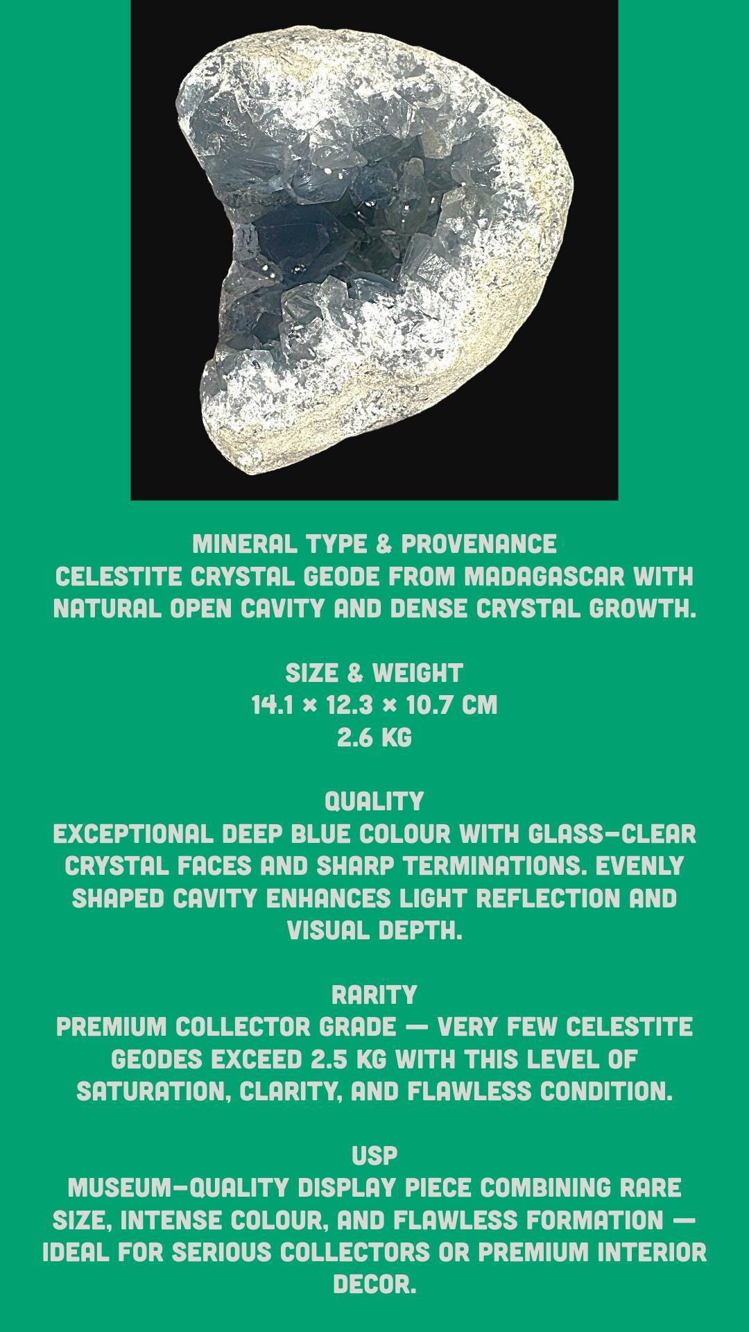 Large celestite geode, natural crystal cluster, premium mineral specimen for collectors or display from madagascar - Image 9