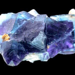 Purple fluorite crystal cluster with calcite rosette, natural fluorite specimen for mineral collectors and display