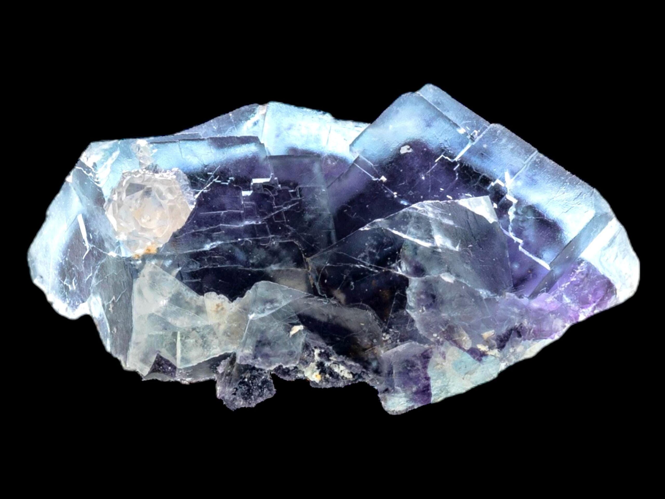 Purple fluorite crystal cluster with calcite rosette, natural fluorite specimen for mineral collectors and display - Image 5