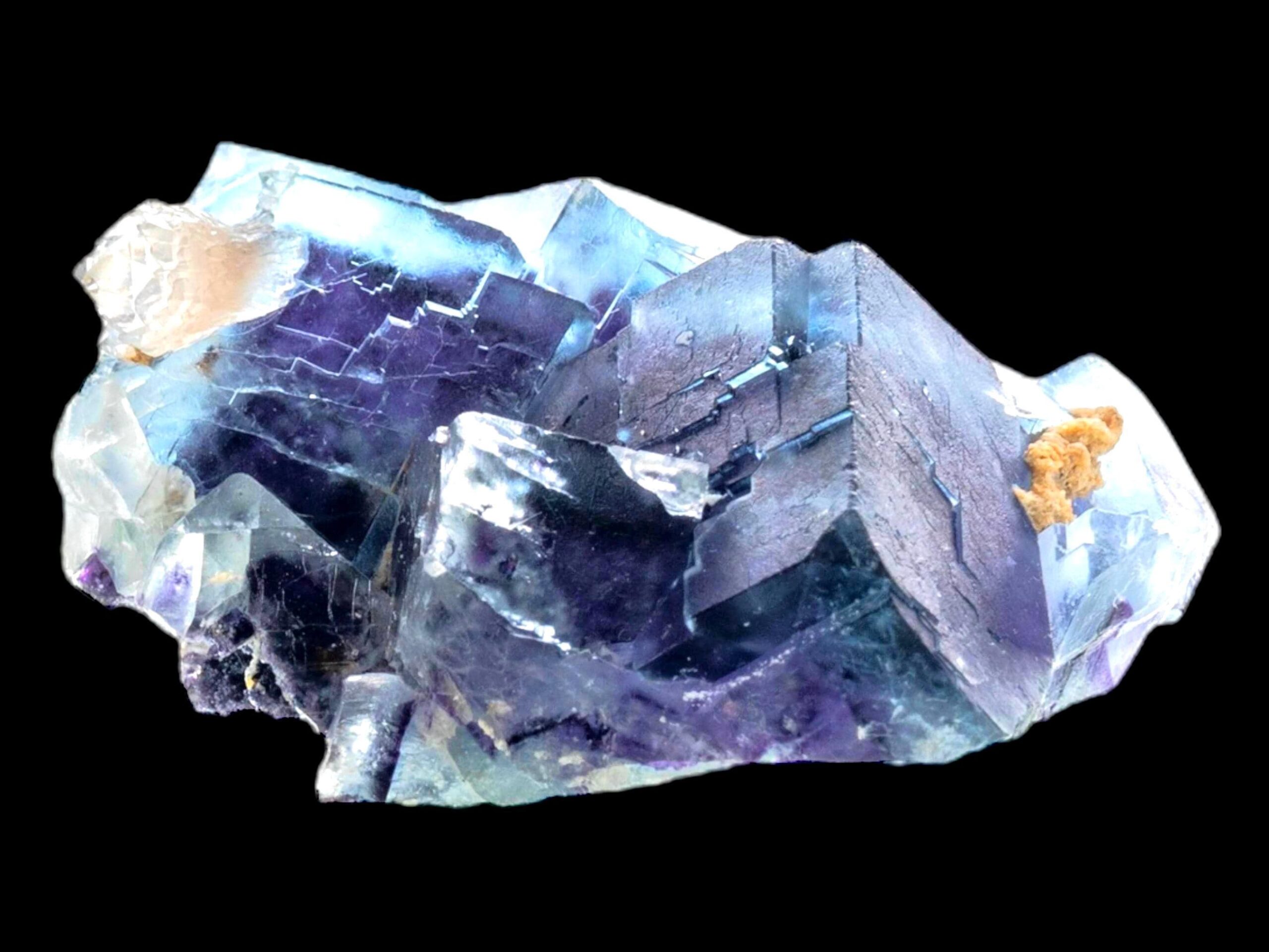 Purple fluorite crystal cluster with calcite rosette, natural fluorite specimen for mineral collectors and display - Image 6