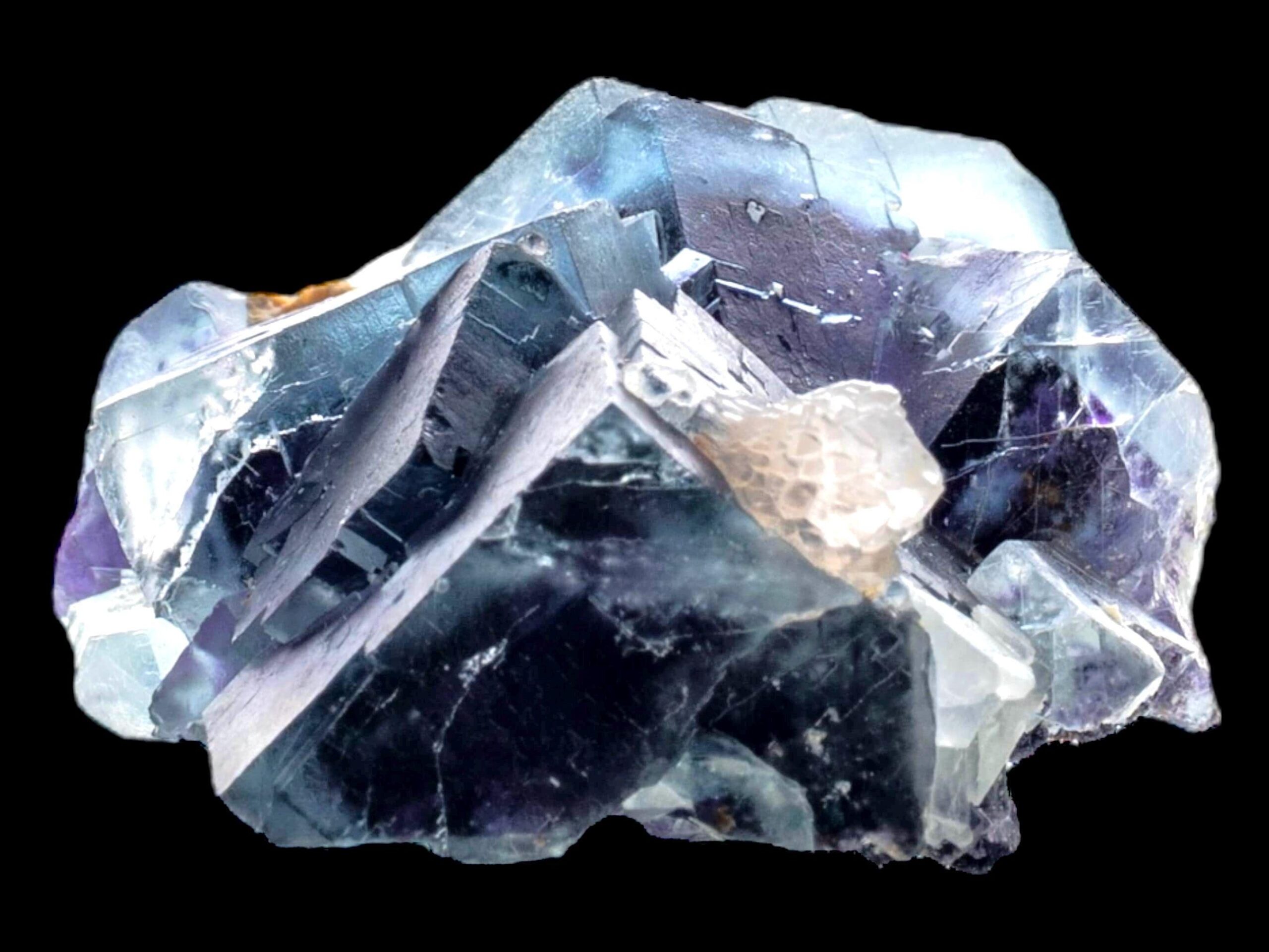 Purple fluorite crystal cluster with calcite rosette, natural fluorite specimen for mineral collectors and display - Image 7