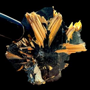 Rutile on hematite crystal, golden rutile cluster mineral specimen, natural collector crystal from brazil