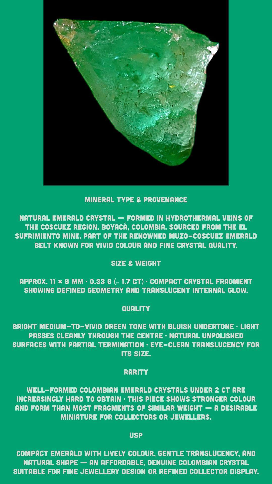Natural emerald crystal from colombia, vivid green raw emerald for jewellery making or display, may birthstone collector specimen - Image 10