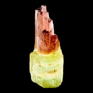 Watermelon tourmaline crystal specimen, natural raw tourmaline with pink green zoning, rare scepter growth tourmaline