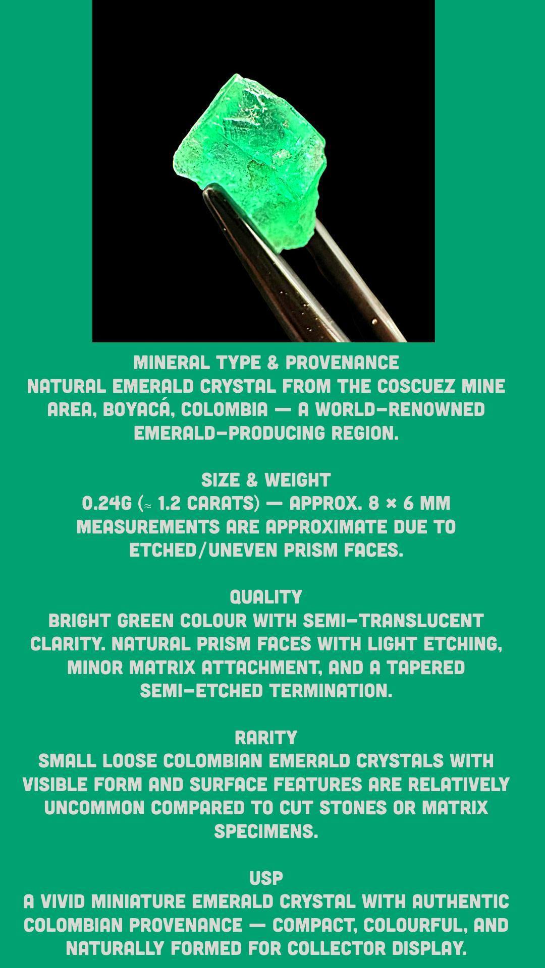Natural emerald crystal from colombia, raw green emerald specimen, uncut emerald mineral for collectors or crystal display - Image 9