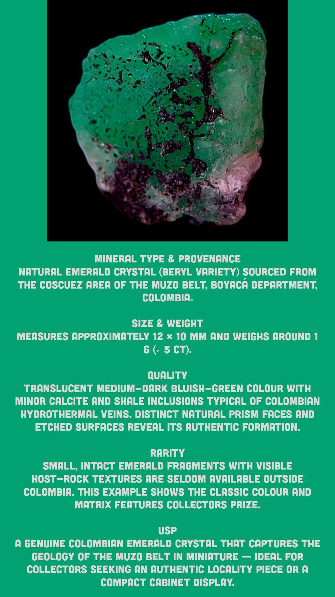 Natural emerald crystal from colombia, green raw emerald specimen for collectors, authentic mineral from the muzo belt - Image 10