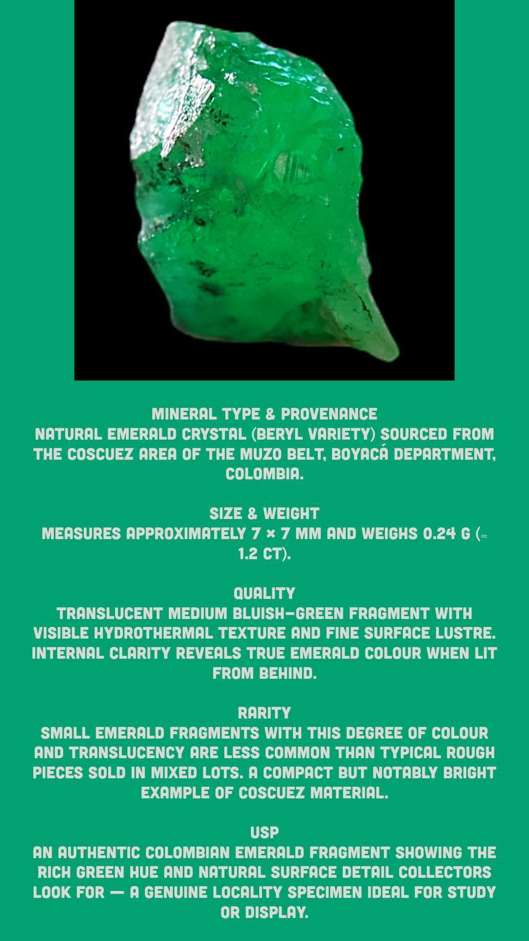 Raw emerald crystal, colombian emerald specimen with premium colour, green emerald for collectors display birthdays or anniversaries - Image 10