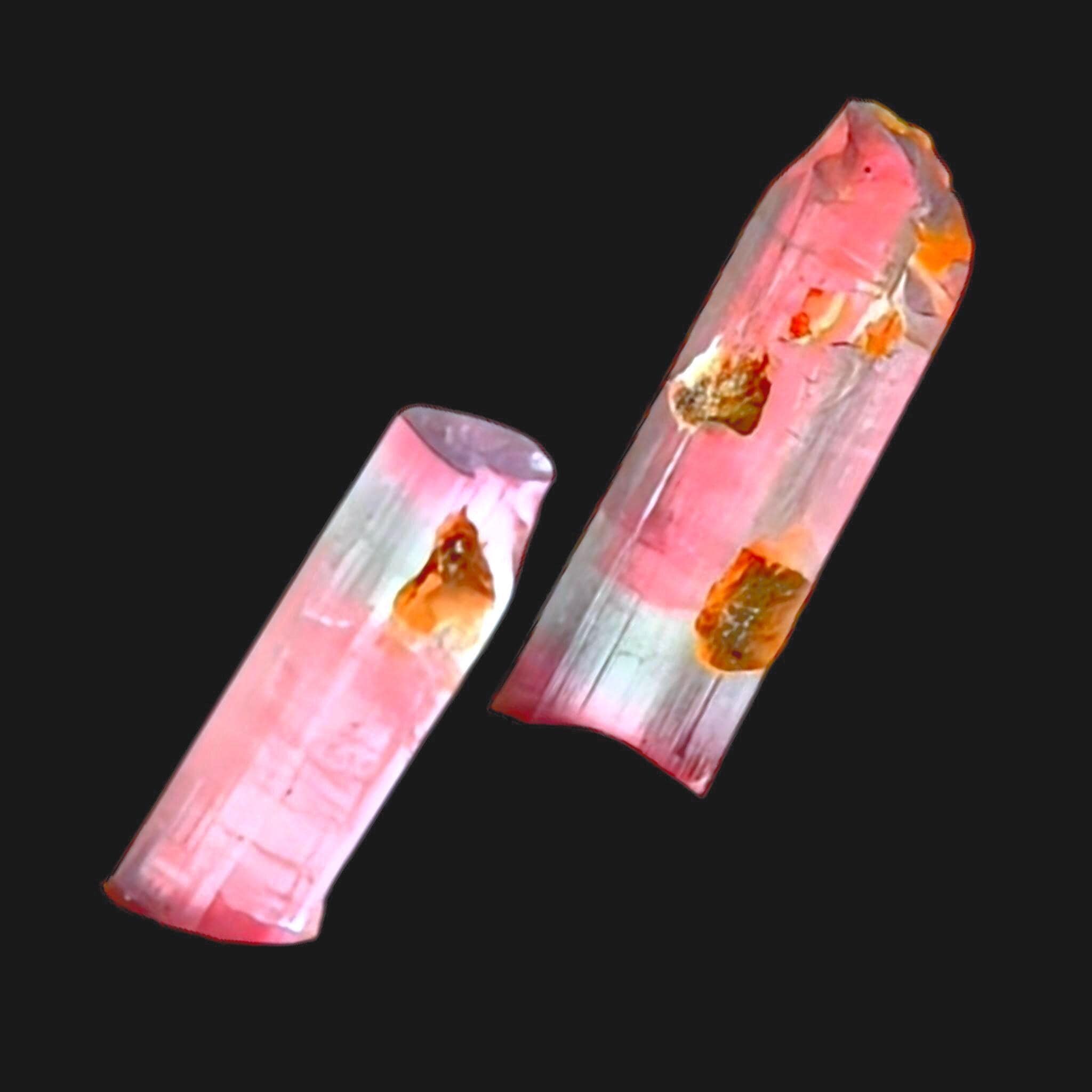 Tricolour tourmaline crystals, multicoloured tourmaline, elbaite tourmaline, ideal for jewellery makers, crystal collectors or crystal grids