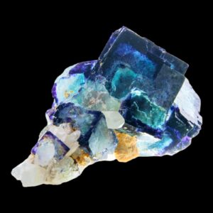 Purple fluorite crystal cluster with quartz from namibia, natural fluorite specimen, cubic fluorite mineral, rare collector crystal