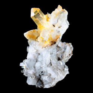 Swiss alpine quartz crystal on albite, natural quartz specimen for collectors, display crystal cluster