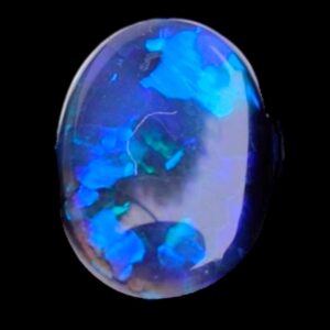 Black opal cabochon from australia, lightning ridge opal with electric blue green fire, solid opal for pendant or ring, rare natural gem