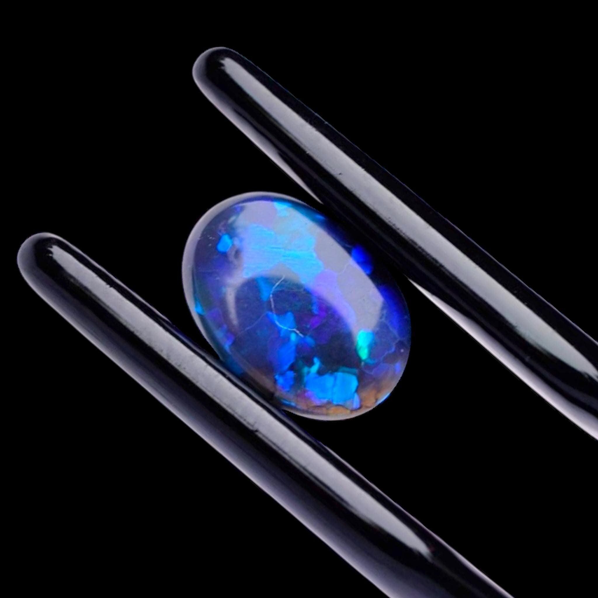 Black opal cabochon from australia, lightning ridge opal with electric blue green fire, solid opal for pendant or ring, rare natural gem - Image 2