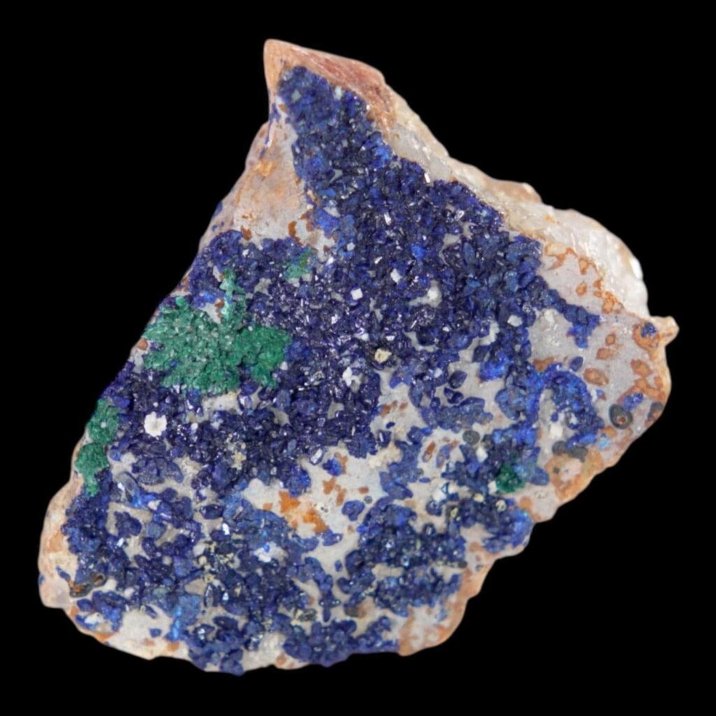 Azurite and malachite on matrix, arizona mineral specimen, blue and green crystals, natural copper mineral, small collector’s display piece