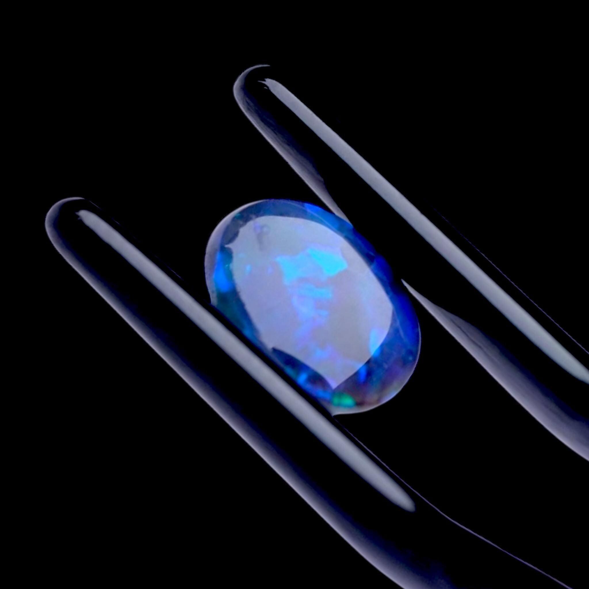 Black opal cabochon from australia, lightning ridge opal with electric blue green fire, solid opal for pendant or ring, rare natural gem - Image 4