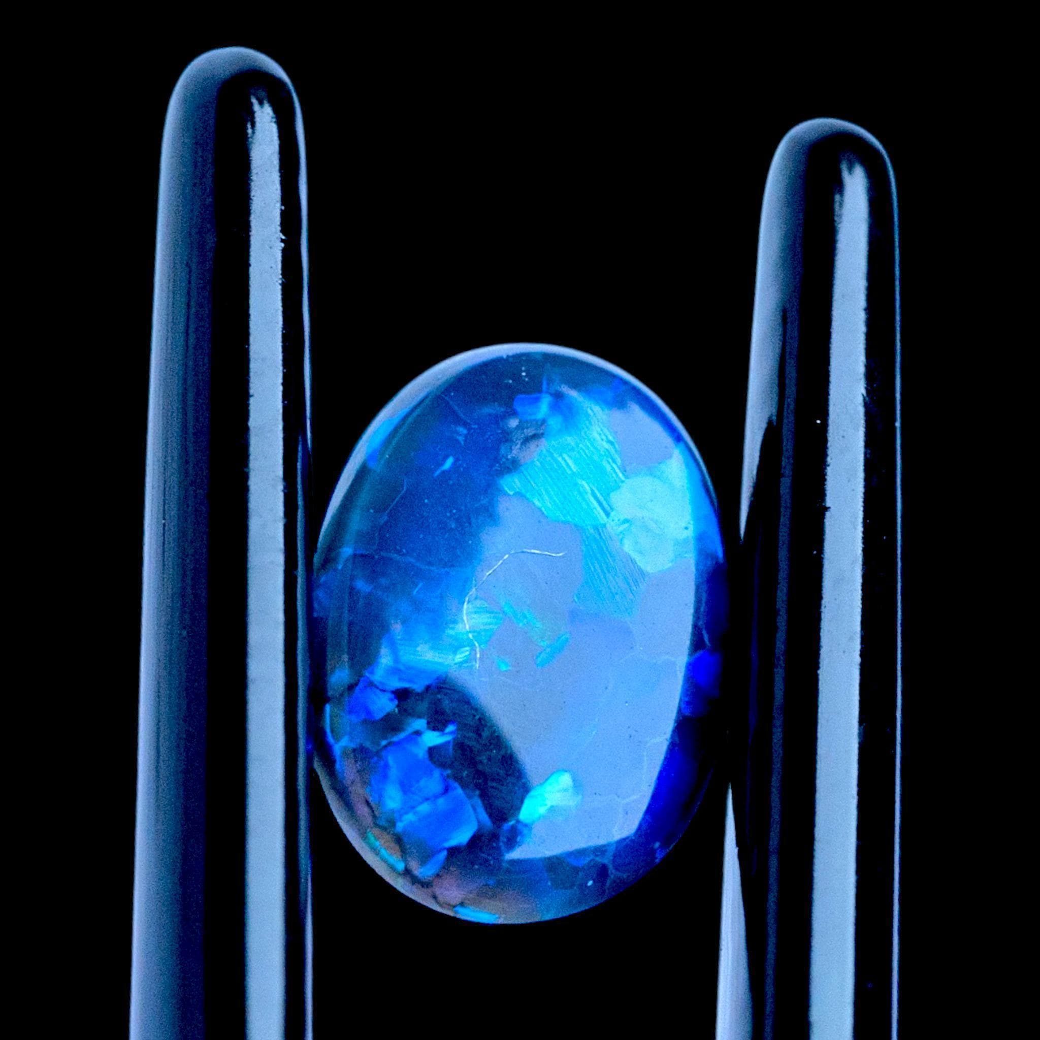 Black opal cabochon from australia, lightning ridge opal with electric blue green fire, solid opal for pendant or ring, rare natural gem - Image 5