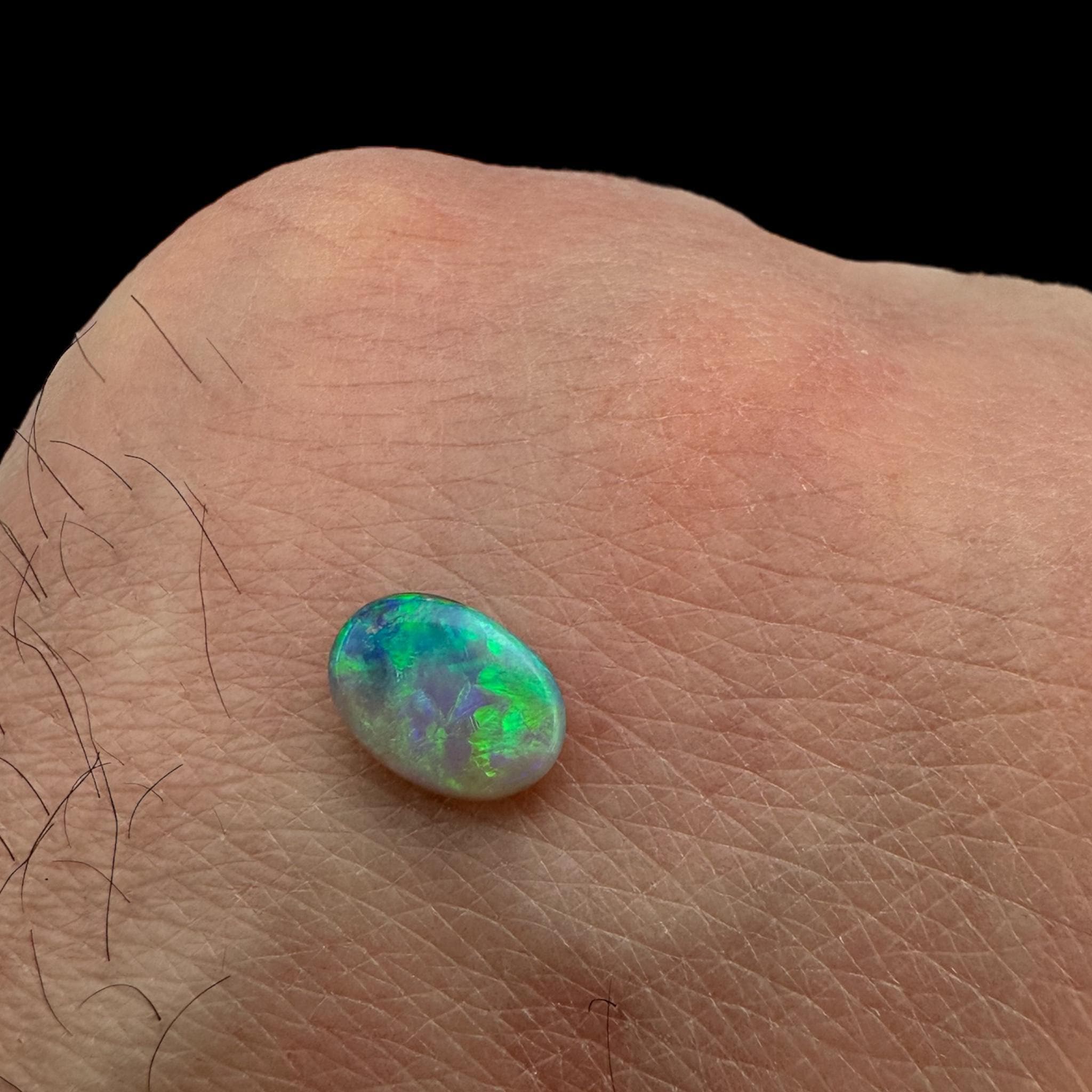 Lightning ridge black opal, vivid green blue fire, natural solid opal, australian opal cabochon, loose opal for jewellery making - Image 6