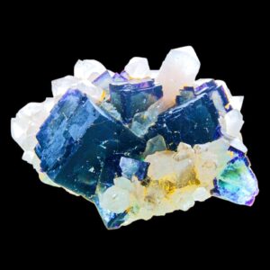 Purple fluorite and quartz cluster from namibia – natural fluorite with quartz points, collector mineral specimen